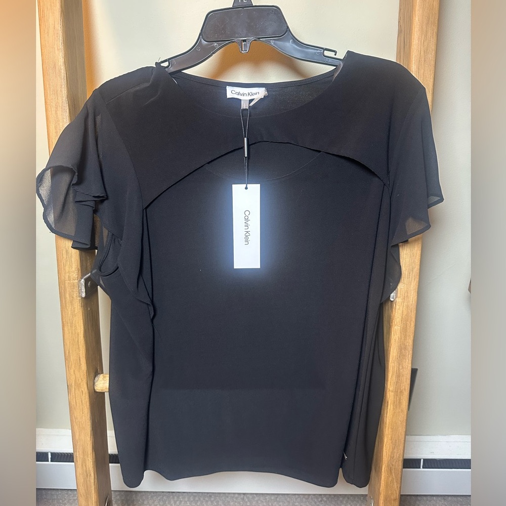 Calvin Klein Woman’s Short Sleeve Blouse, NWT